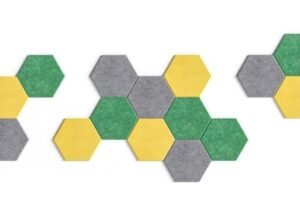 Hexagon akustoiva seinäpaneeli ja muut akustiikkaa parantavat tuotteet myy Oulun Yrityskalusto Oy.