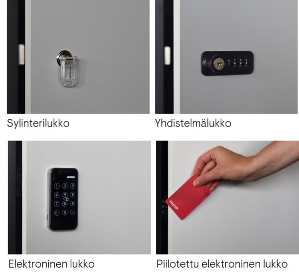 Narbutas Choice modulaarinen lokerikkokaappi sekä muut lukittavat lokerikkokaapit myy Oulun Yrityskalusto Oy.