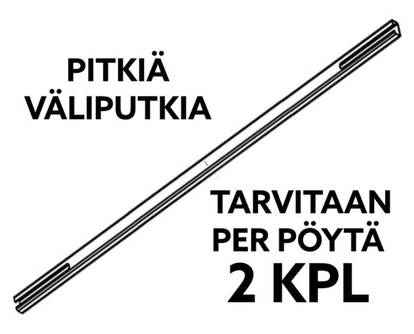 Pitkä väliputki sähköpöytään ja muut sähköpöytien lisävarusteet myy Oulun Yrityskalusto Oy.