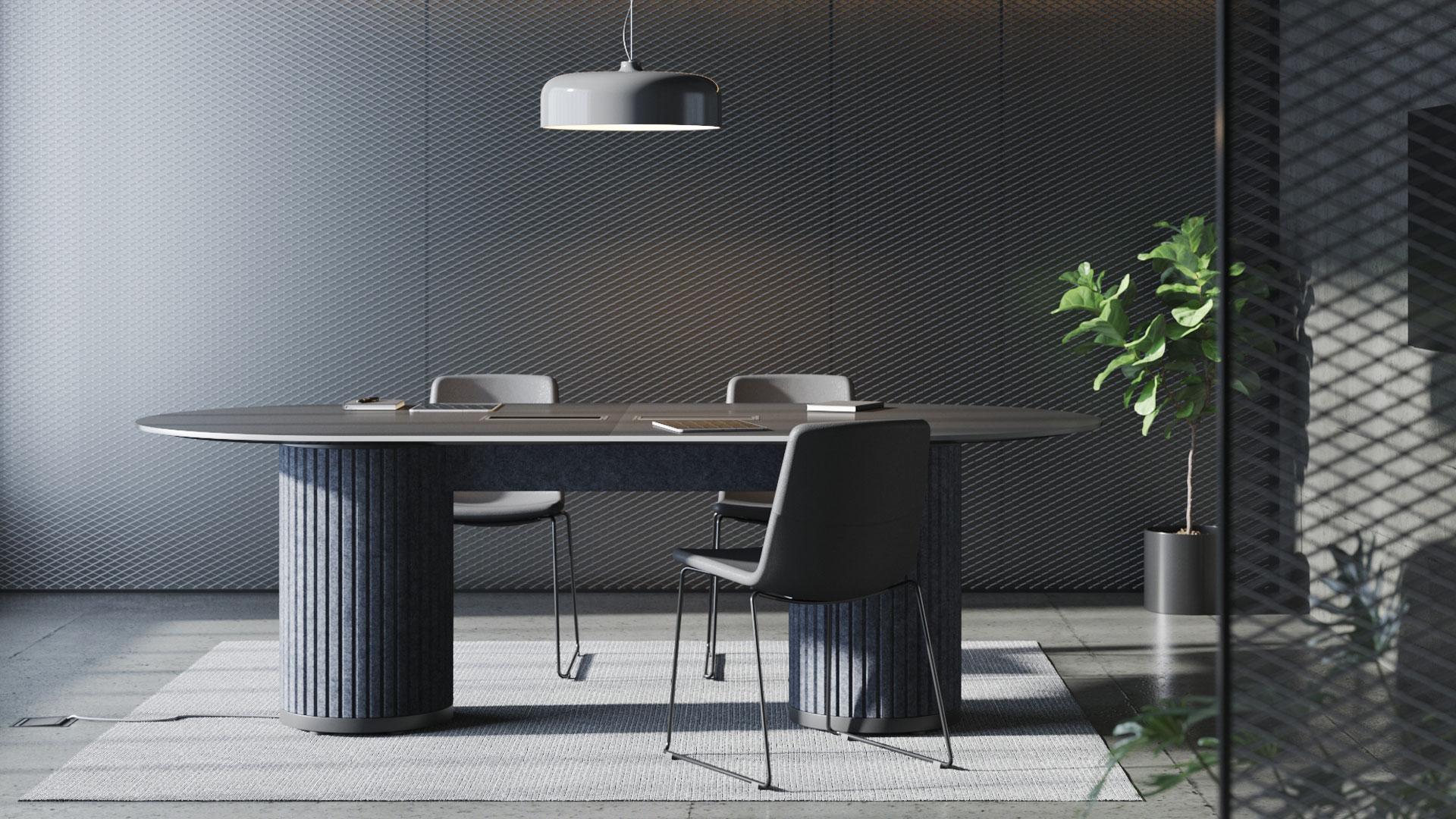 Neuvotteluhuoneen kalusteet, Parthos neuvottelupöytä ja muut neuvottelupöydän kalusteet myy Oulun Yrityskalusto Oy.