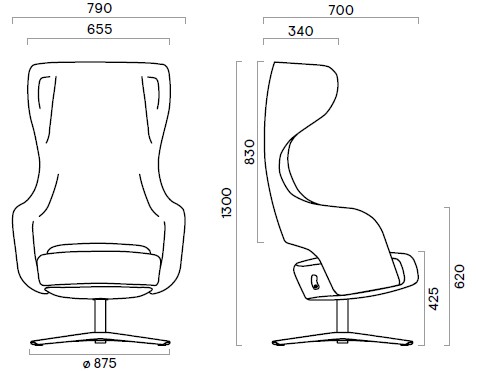 Aulakalusteet, Sandie korkeaselkänojainen nojatuoli ja muut lounge tuolit myy Oulun Yrityskalusto Oy.